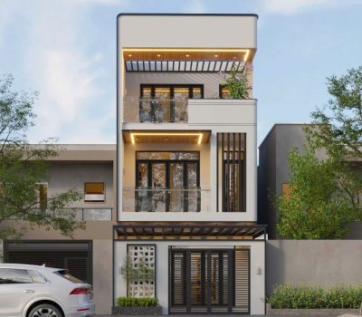 Nhà 3 tầng mái bằng hiện đại